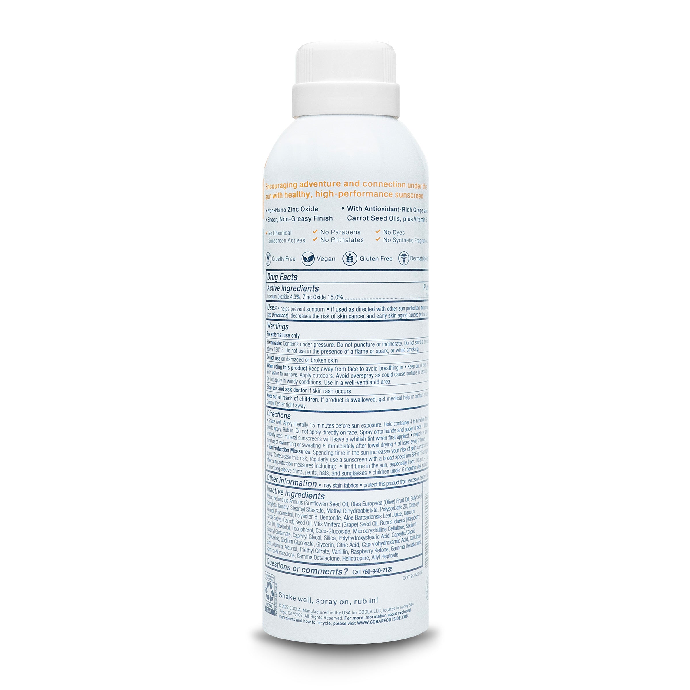 Bare Republic Mineral Sunscreen Spray SPF 50 Vanilla-Coco - 6.0 fl oz